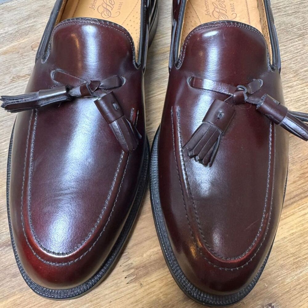 Johnston Murphy Heritage Tassel Loafers Mens 9 Burgundy Leather Dress Shoes USA